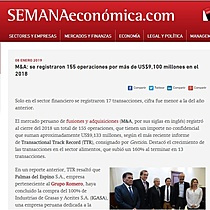 M&A: se registraron 155 operaciones por ms de US$9,100 millones en el 2018